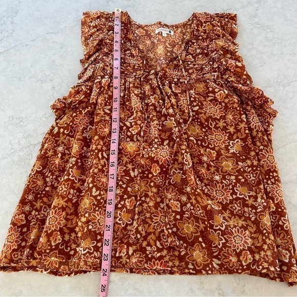 Sundry Evereve Floral Flutter Top, Warm Tones, Cotton, Size 2 - Picture 5 of 7